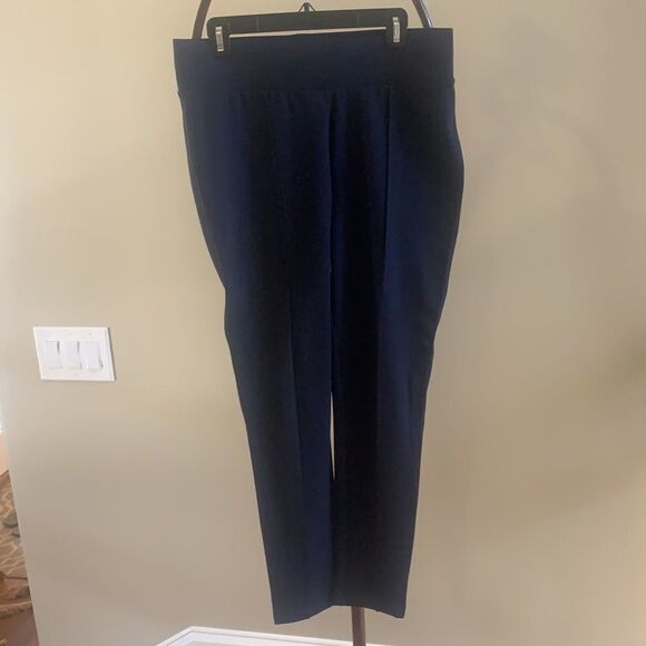 Navy Stretch Pull On Knit Pants - Picture 4 of 7